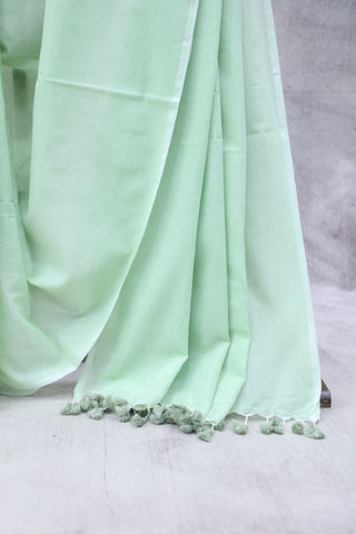 Pastel Green Mulmul Cotton Saree-SRPGMCS183