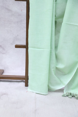 Pastel Green Mulmul Cotton Saree-SRPGMCS183