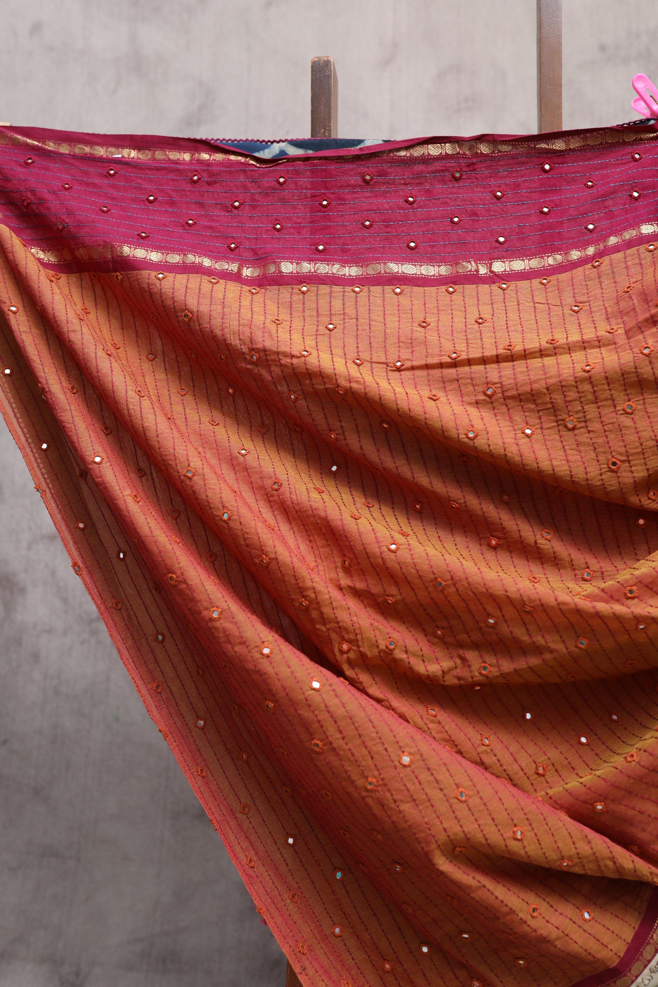 Orange Brick Kanchi Cotton Kalamkaree Saree-SROBKCKS234