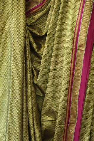 Yellow Plain Khun Saree With Pink  Border-SRYPPKS14EX