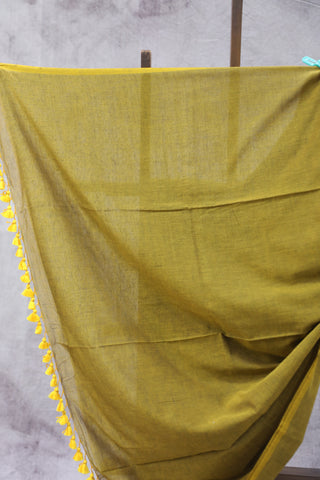 Khaki Mulmul Cotton Saree-SRKMCS181