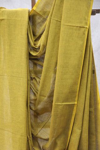 Khaki Mulmul Cotton Saree-SRKMCS177