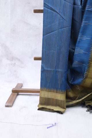 Teal Blue Raw Silk Saree - SRTBRSS627