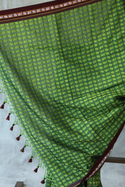 Green HathiMor Khun Saree With Border-SRGMKS26EX