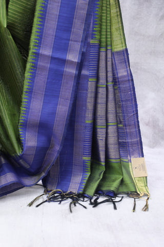 Green Raw Silk Saree - SRGRSS628