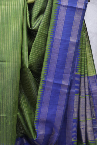 Green Raw Silk Saree - SRGRSS628