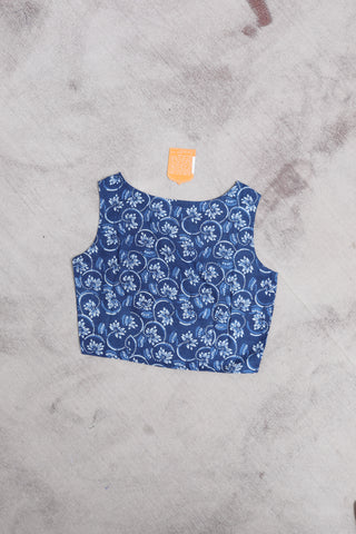 Indigo HBP Cotton Sleeveless Blouse-SRISB69