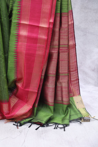 Green Raw Silk Saree - SRGRSS629