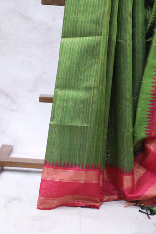 Green Raw Silk Saree - SRGRSS629