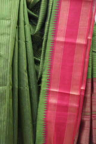 Green Raw Silk Saree - SRGRSS629