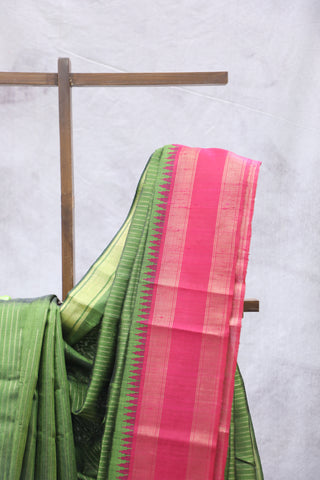 Green Raw Silk Saree - SRGRSS629