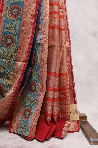 Red Kanchi Cotton Kalamkaree Saree-SRRKCKS237