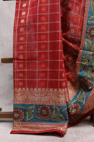 Red Kanchi Cotton Kalamkaree Saree-SRRKCKS237