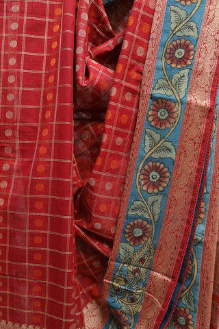 Red Kanchi Cotton Kalamkaree Saree-SRRKCKS237