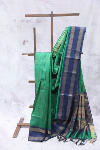 Green Raw Silk Saree - SRGRSS631