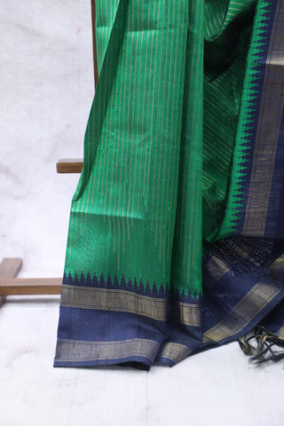 Green Raw Silk Saree - SRGRSS631