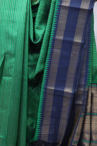 Green Raw Silk Saree - SRGRSS631