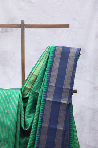 Green Raw Silk Saree - SRGRSS631