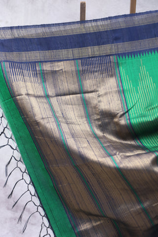 Green Raw Silk Saree - SRGRSS631