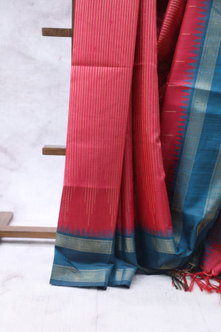 Red Raw Silk Saree - SRRRSS625