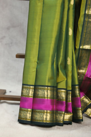 Olive Green Kanjeevaram Silk Saree - SROGKSS520