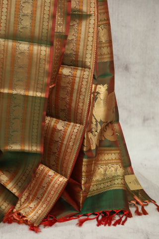 Olive Green Kanjeevaram Silk Saree - SROGKSS557