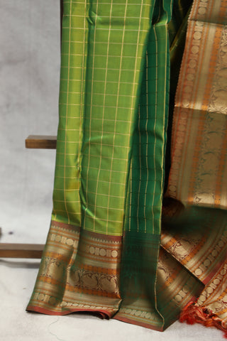 Olive Green Kanjeevaram Silk Saree - SROGKSS557