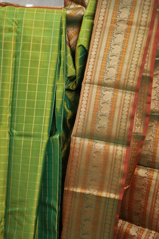 Olive Green Kanjeevaram Silk Saree - SROGKSS557