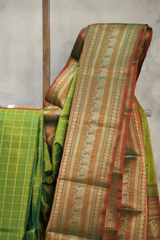 Olive Green Kanjeevaram Silk Saree - SROGKSS557