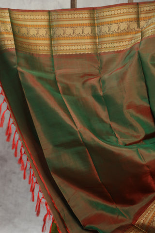 Olive Green Kanjeevaram Silk Saree - SROGKSS557