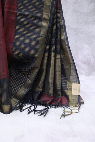 Wine Raw Silk Saree - SRWRSS642