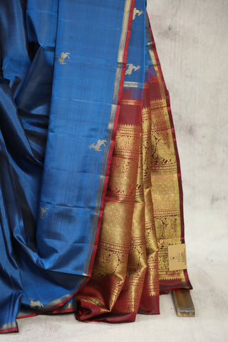 Peacock Blue Kanjeevaram Silk Saree - SRPBKSS553