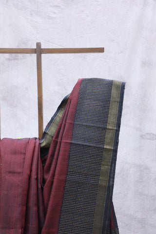 Wine Raw Silk Saree - SRWRSS642