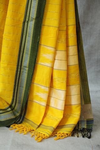 Yellow Cotton Ilkal Saree -SRYCIS393