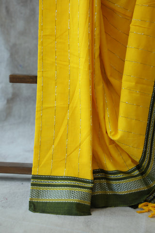 Yellow Cotton Ilkal Saree -SRYCIS393