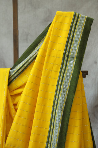 Yellow Cotton Ilkal Saree -SRYCIS393