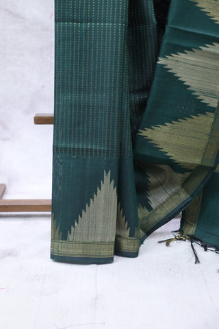 Dark Green Raw Silk Saree - SRDGRSS652