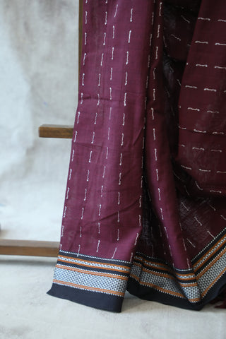 Maroon Cotton Ilkal Saree -SRMCIS391