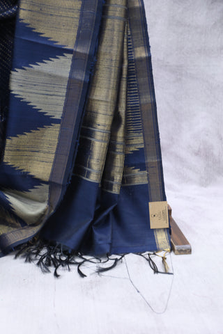 Dark Blue Raw Silk Saree - SRDBRSS653