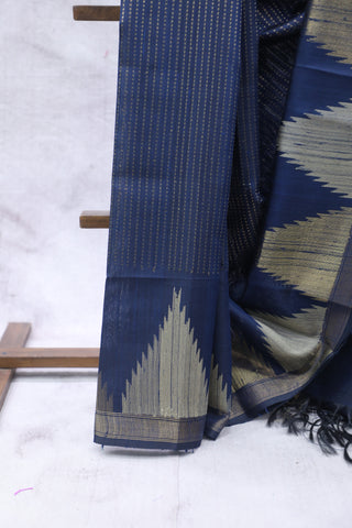 Dark Blue Raw Silk Saree - SRDBRSS653