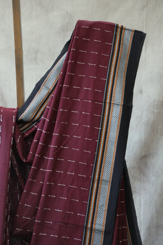 Maroon Cotton Ilkal Saree -SRMCIS391