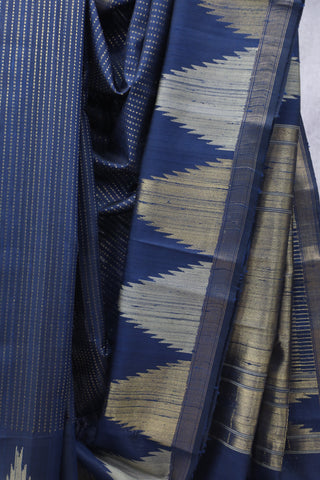 Dark Blue Raw Silk Saree - SRDBRSS653