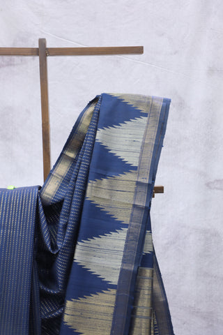 Dark Blue Raw Silk Saree - SRDBRSS653