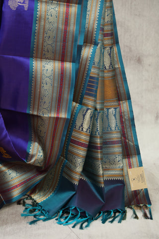 Dark Blue Kanjeevaram Silk Saree - SRBKSS550