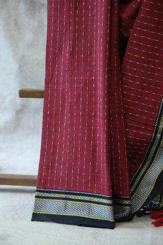 Maroon Cotton Ilkal Saree -SRMCIS389