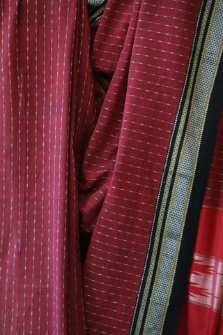 Maroon Cotton Ilkal Saree -SRMCIS389