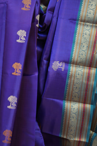 Dark Blue Kanjeevaram Silk Saree - SRBKSS550