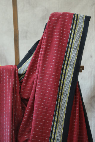 Maroon Cotton Ilkal Saree -SRMCIS389