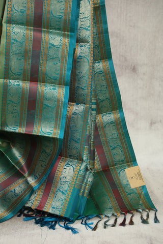 Two Tone Green Kanjeevaram Silk Saree - SRTTGKSS527