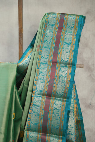 Two Tone Green Kanjeevaram Silk Saree - SRTTGKSS527